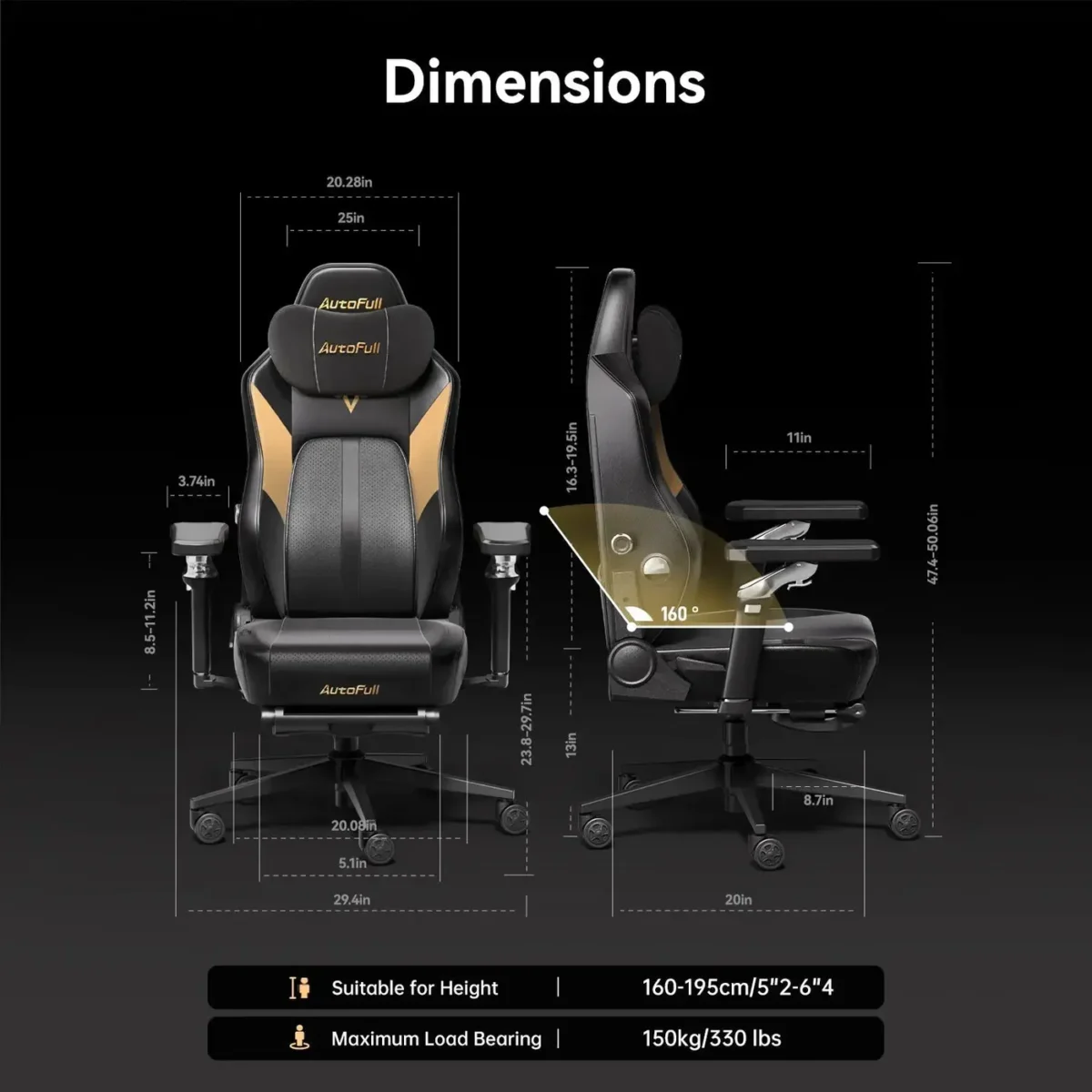 AutoFull M6 Gaming Chair, Ventilated and Heated Seat Gaming Chair with 360° Adjustable Armrest - Image 7