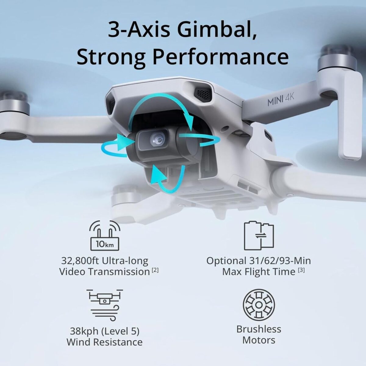 DJI Mini 4K Fly More Combo, Drone with 4K UHD Camera for Adults, Under 249 g, 3-Axis Gimbal Stabilization, 10km Video Transmission, Auto Return, 3 Batteries for 93-Min Max Flight Time - Image 7