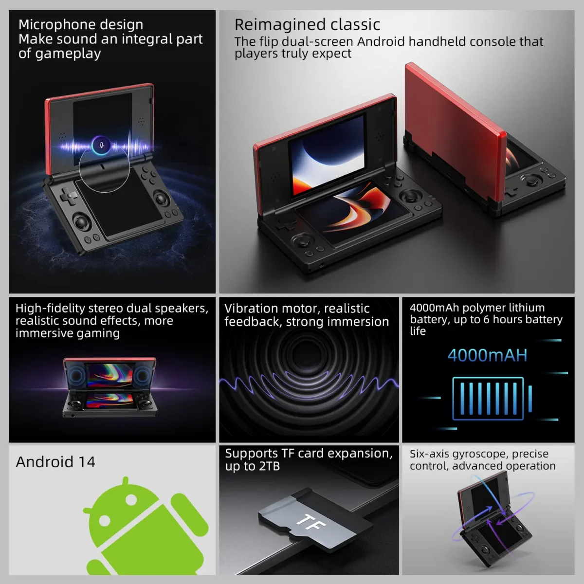 ANBERNIC RG DS Handheld Game Console 4" IPS Dual Screen Android 4000mAh RGDS Flip Video Games Player Retro Dual-screen Flip-Style Gaming Console - Image 9