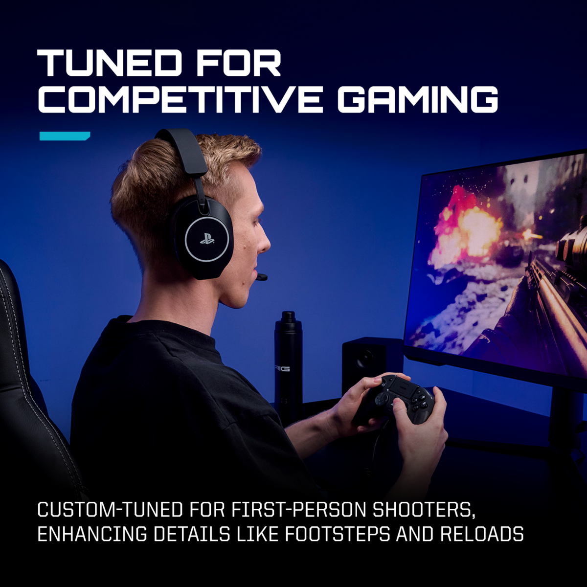 RIG R5 SPEAR PRO HS Wired Gaming Headset Officially Licensed for PlayStation, PS5, PS4, PC - 40mm Graphene Drivers, Optimized for Tempest 3D Audio, Flip-to-Mute Mic, Memory Foam Cushions, 3.5mm - Black - Image 4