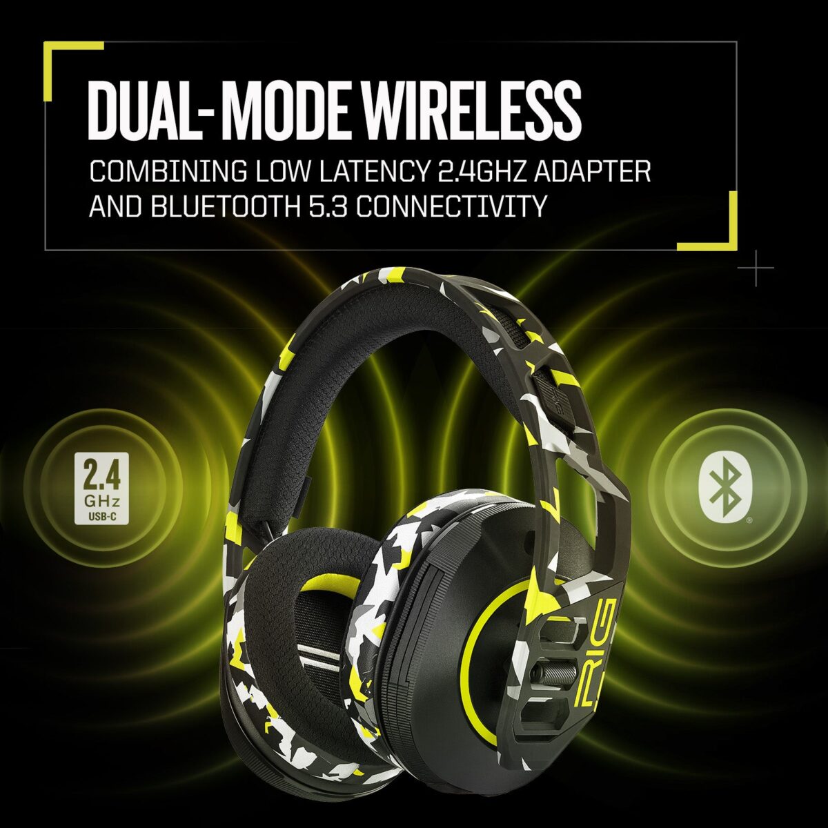 RIG 600 PRO HS Dual Wireless Multiplatform Gaming Headset with 2.4GHz / Bluetooth for PlayStation PS4, PS5 - Acid Camo - Image 4