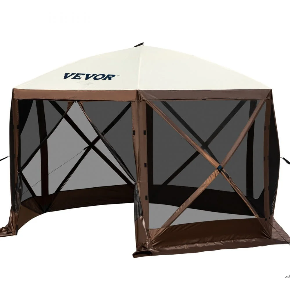 VEVOR Camping Gazebo Screen Tent, 12*12ft, 6 Sided Pop-up Canopy Shelter Tent with Mesh Windows, Portable Carry Bag, Stakes, Large Shade Tents for Outdoor Camping, Lawn and Backyard - Image 14