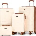 AAIVV 4 Piece Luggage Set Expandable ABS Travel Suitcase Set TSA Lock Hardshell Durable Lightweight Traveling Luggage Sets Gift for Back to School (Amy Green, 28in26in20in13in)