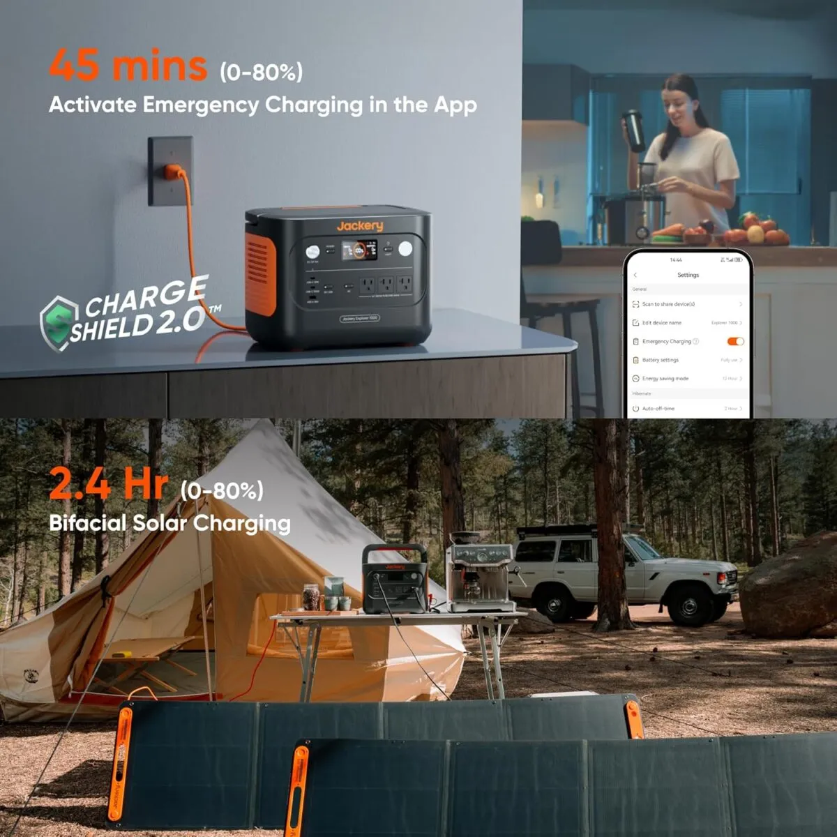Jackery Solar Generator 1000 v2 with 200W Solar Panel,1070Wh Portable Power Station LiFePO4 Battery,1500W AC/100W USB-C Output, 1Hr Fast Charge for Outdoor,Off-Grid Living,RV,Emergency - Image 5