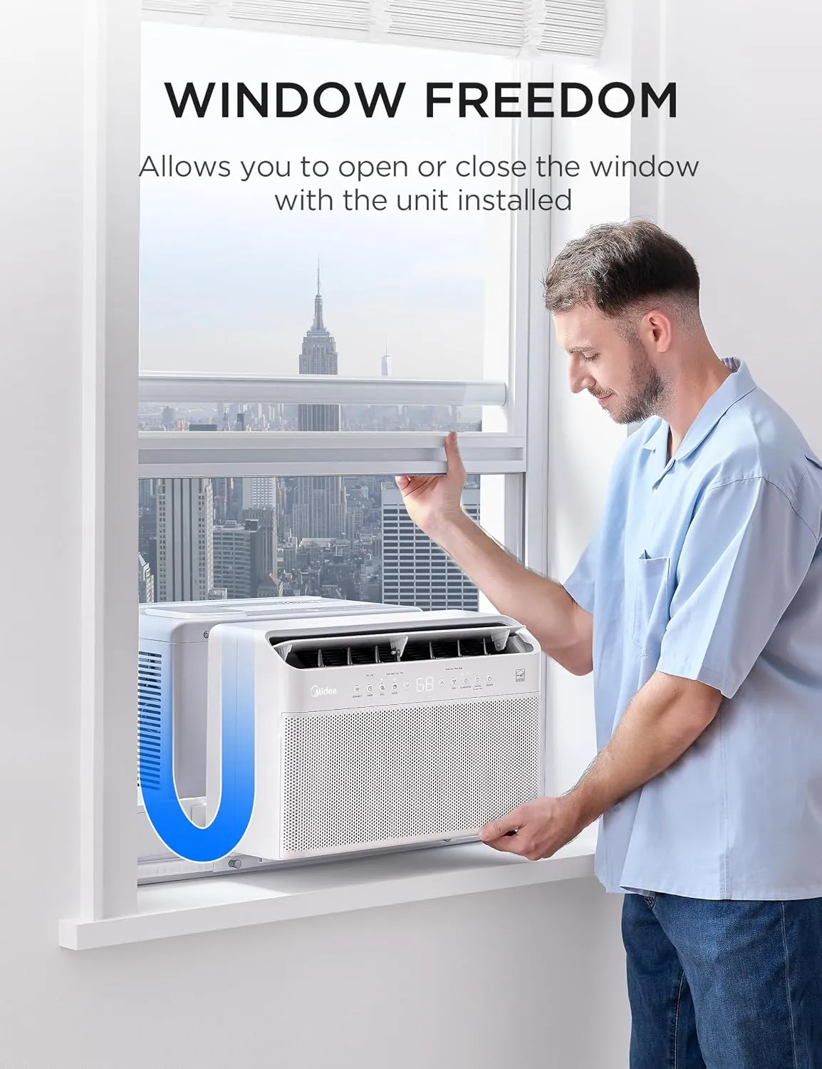 Midea 10,000 BTU U Shaped Smart Inverter Window Air Conditioner - Cools 450 Sq Ft, Ultra Quiet with Open Window Flexibility - Alexa/Google Assistant Compatible - 35% Energy Savings, Remote (Updated) - Image 2