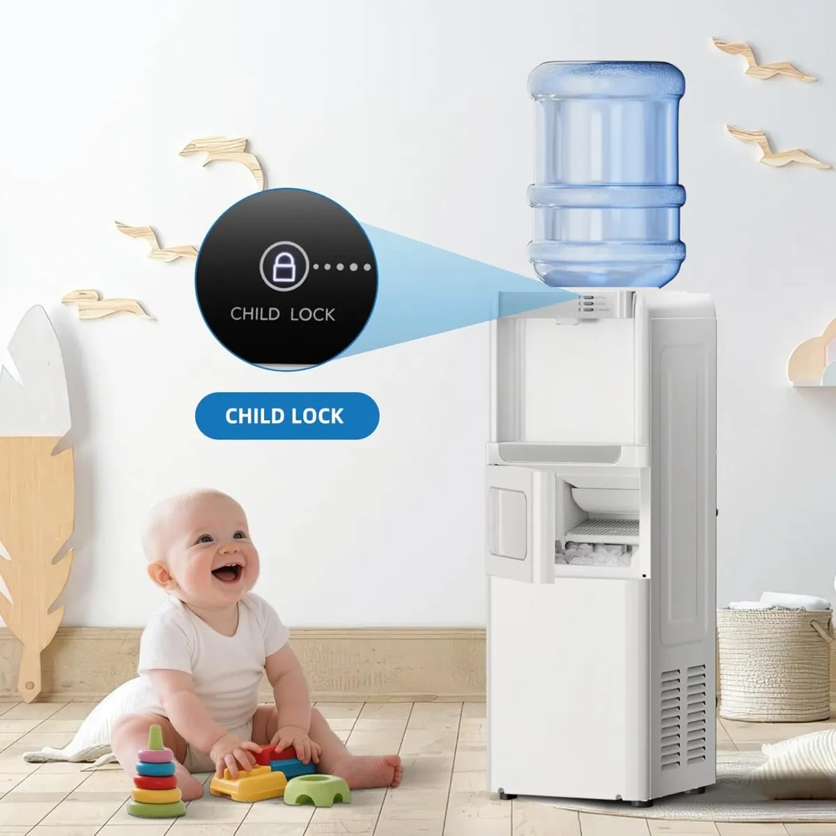 Antarctic Star 3-in-1 Hot and Cold Water Cooler Dispenser with Built-in Ice Maker, for 3 to 5 Gallon Bottle Water Dispenser，with Child Safety Lock，Includes 5-Gallon Water Jug - Image 3