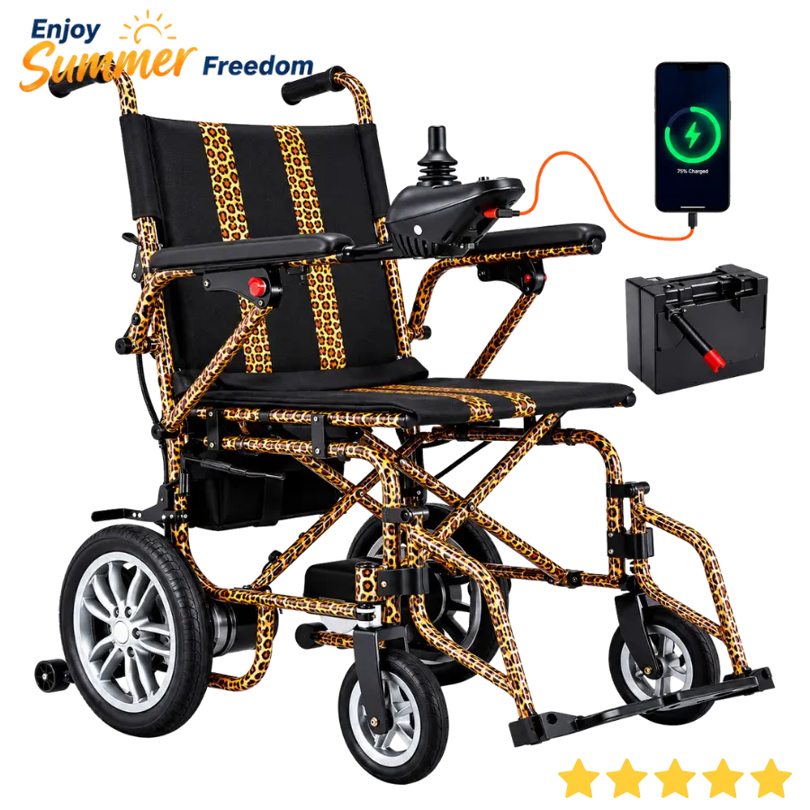 Electric Wheelchairs for Adults，Lightweight Foldable Wheelchair 15 Miles Long Travel Range, 360° Joystick Control Motorized Wheelchair, Support 286 lbs with LED Light Power Wheelch - Image 11