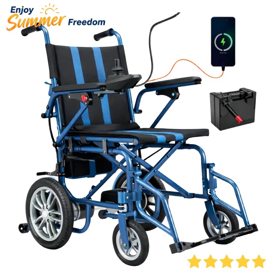 Electric Wheelchairs for Adults，Lightweight Foldable Wheelchair 15 Miles Long Travel Range, 360° Joystick Control Motorized Wheelchair, Support 286 lbs with LED Light Power Wheelch - Image 12