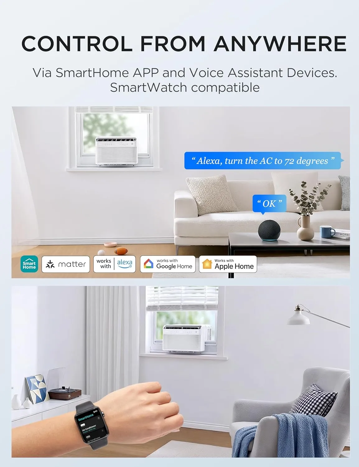 Midea 10,000 BTU U Shaped Smart Inverter Window Air Conditioner - Cools 450 Sq Ft, Ultra Quiet with Open Window Flexibility - Alexa/Google Assistant Compatible - 35% Energy Savings, Remote (Updated) - Image 4