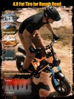 ESKUTE V100 Electric Bike for Adults, Electric Dirt Bike 1500W Peak Motor, All Terrain Dual Suspension E Bike 20+MPH Top Speed, Ebike Up to 60 Miles Range, 16" Fat Tire, 48V13Ah Battery, 7-Speed - Image 6