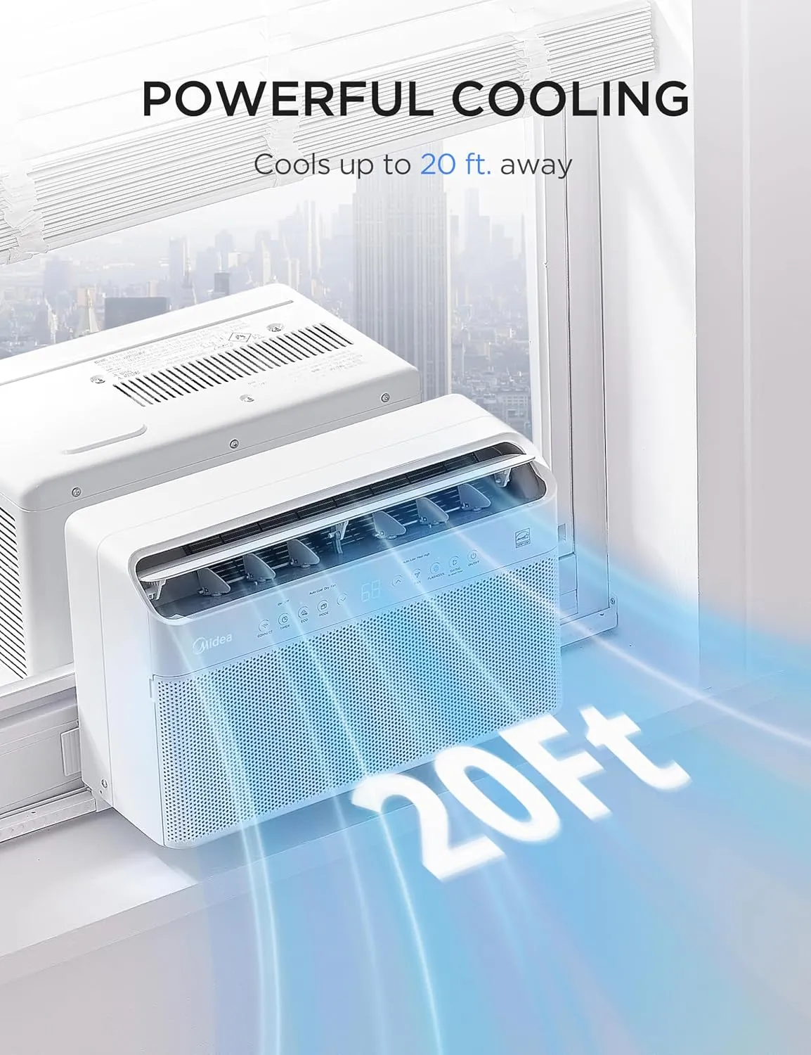 Midea 10,000 BTU U Shaped Smart Inverter Window Air Conditioner - Cools 450 Sq Ft, Ultra Quiet with Open Window Flexibility - Alexa/Google Assistant Compatible - 35% Energy Savings, Remote (Updated) - Image 6